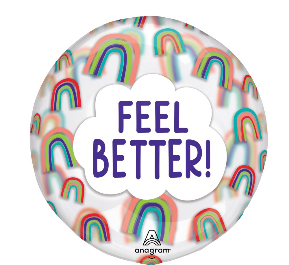 Feel Better Rainbow Clear Balloon
