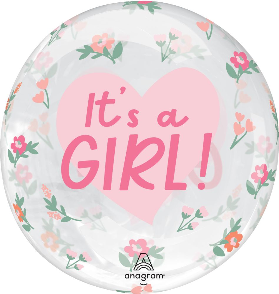 It's a Girl Clear Floral Balloon