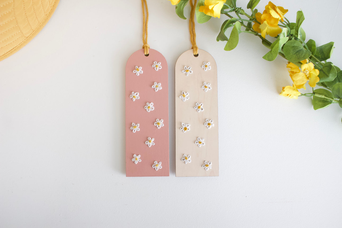Daisy Bookmark Wood Embroidery