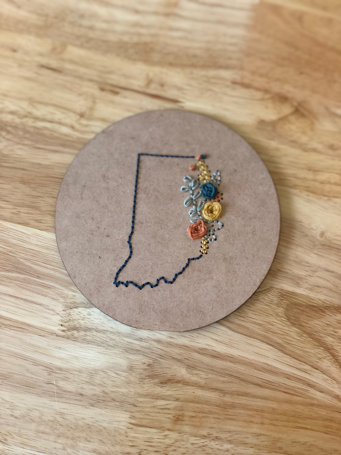 Indiana State Wood Embroidery Plaque