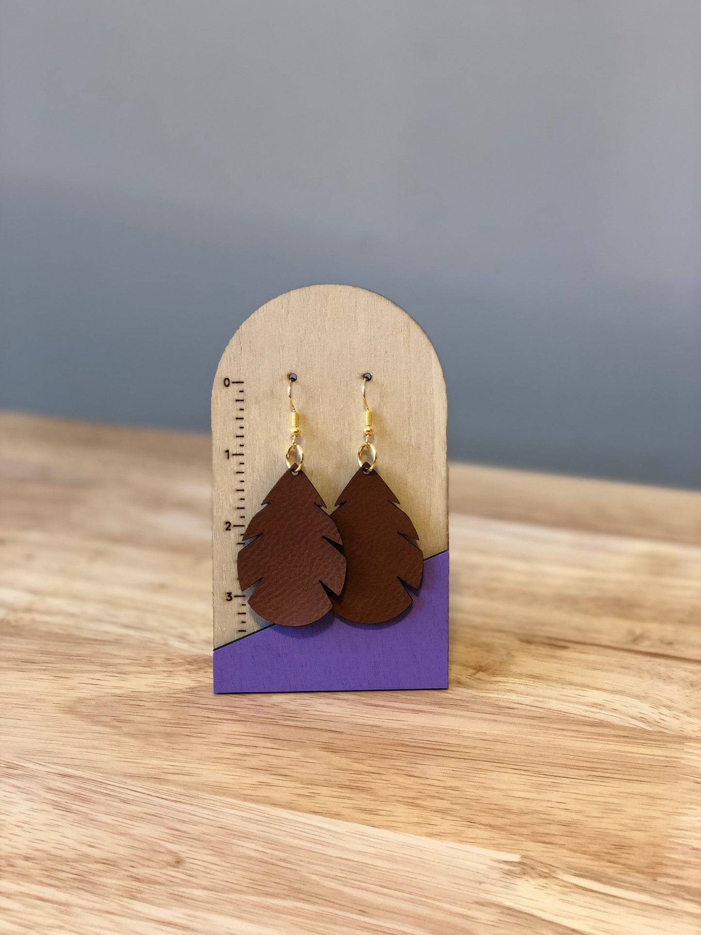 Faux Leather Leaf Earrings