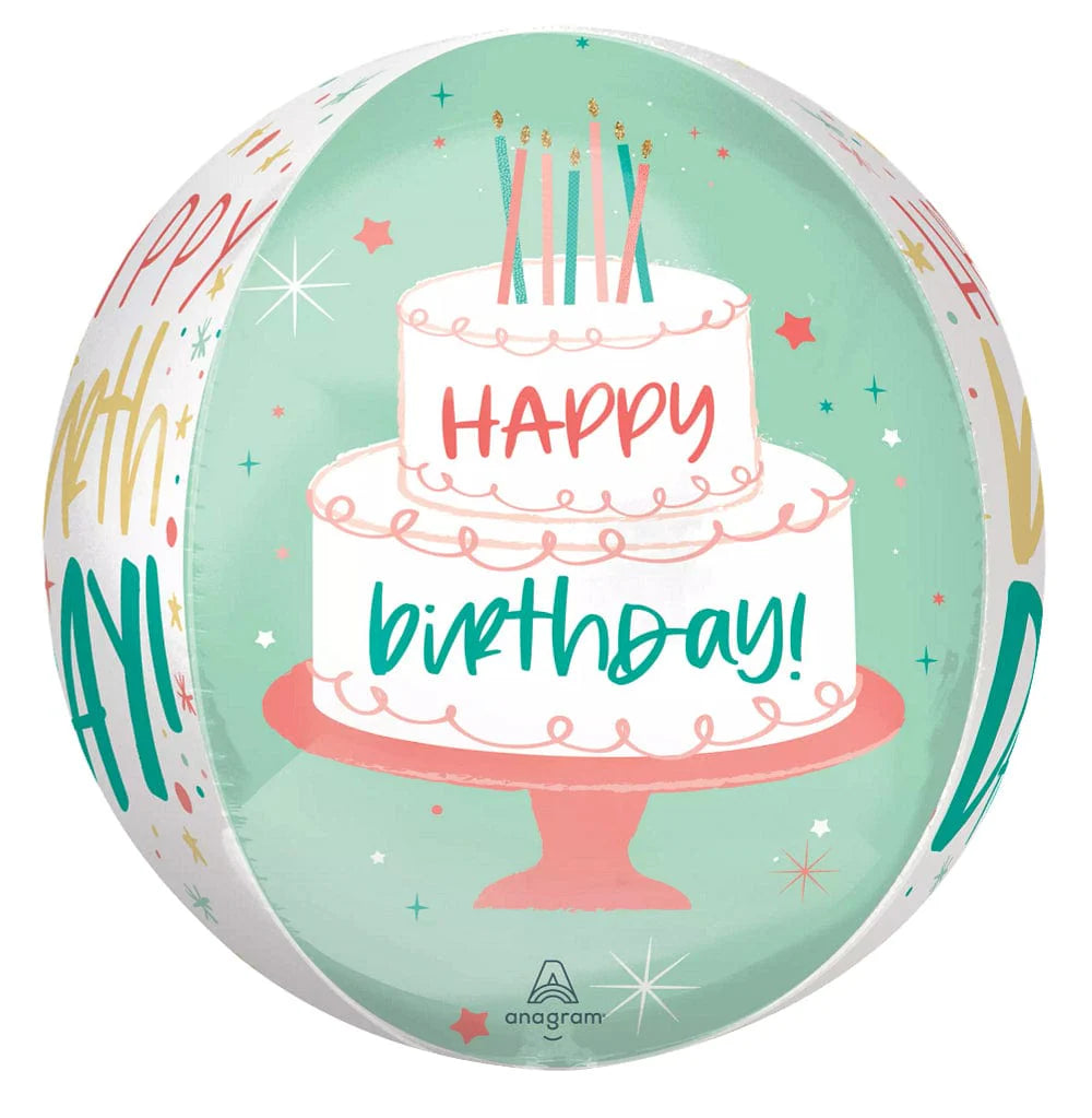 Happy Birthday Cake Orbz Balloon