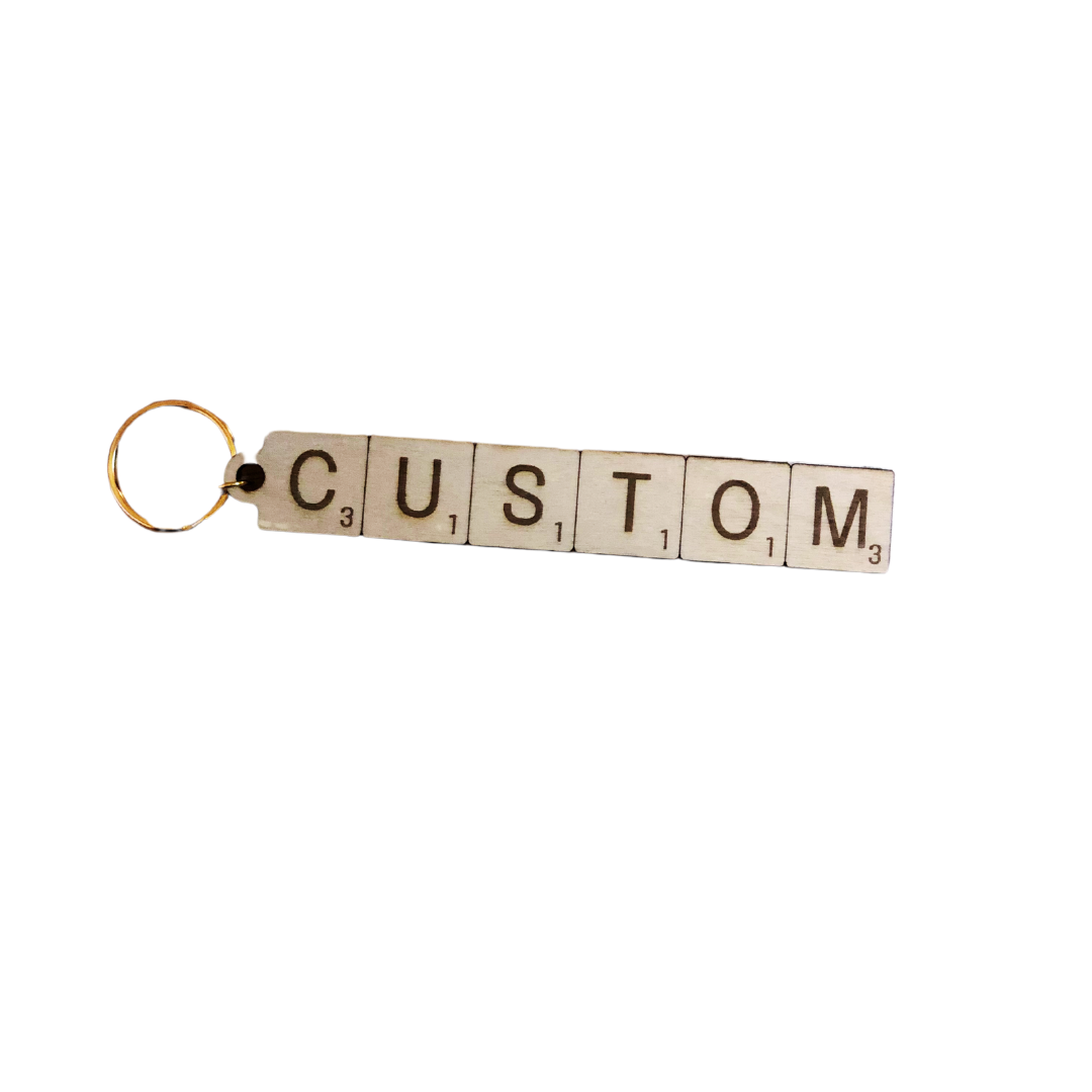 Custom Scrabble Word Game Wood Key Chain