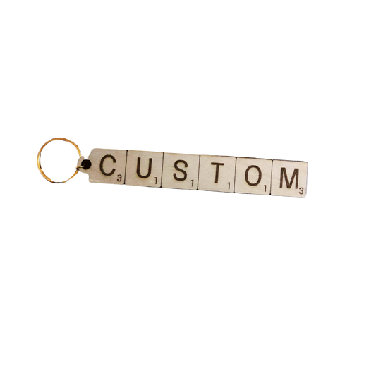 Custom Scrabble Word Game Wood Key Chain