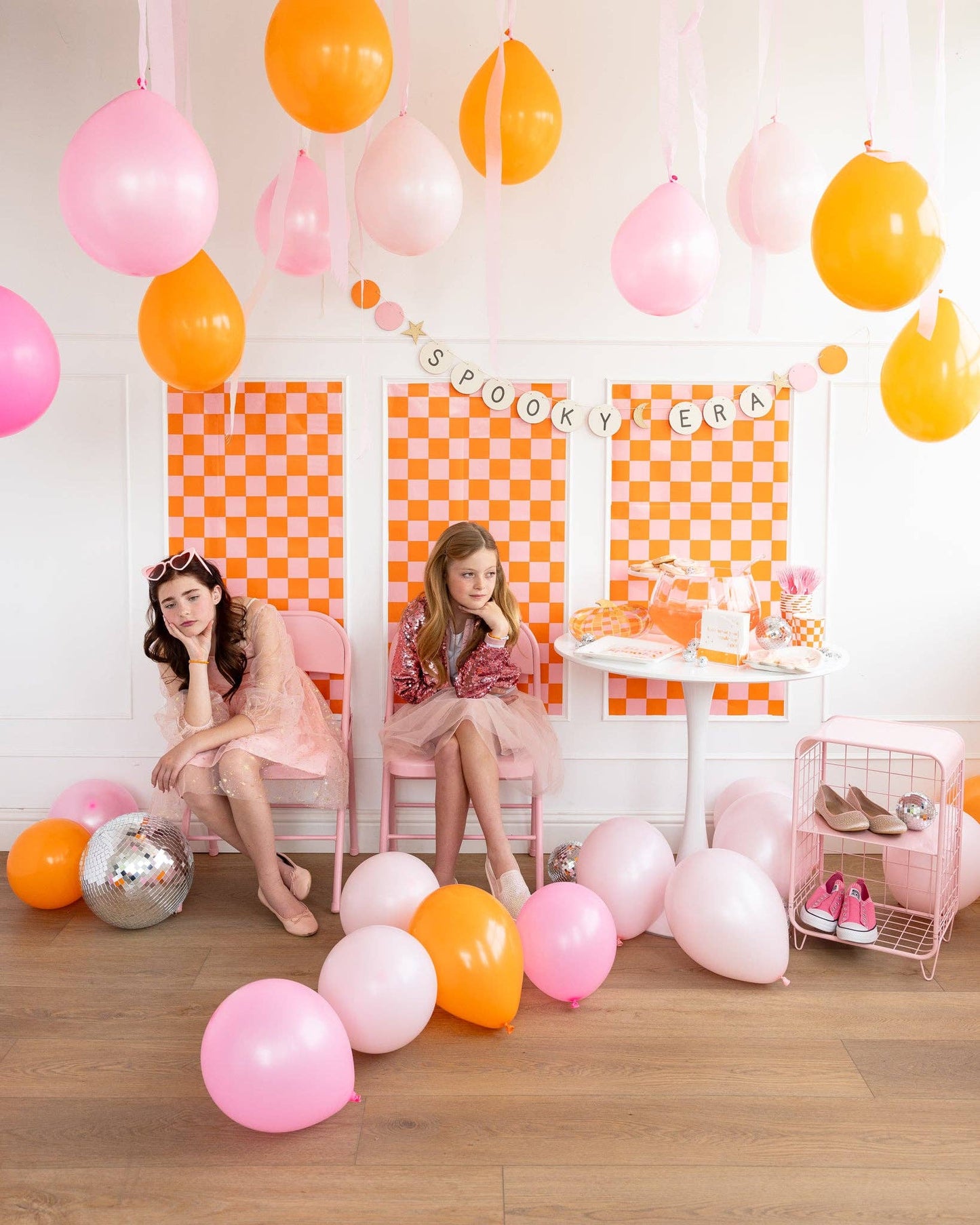 Pink & Orange Checked Table Runner