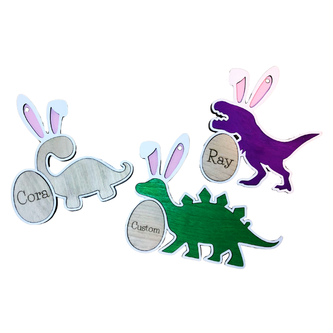 Easter Dinosaur Personalized Basket Tags