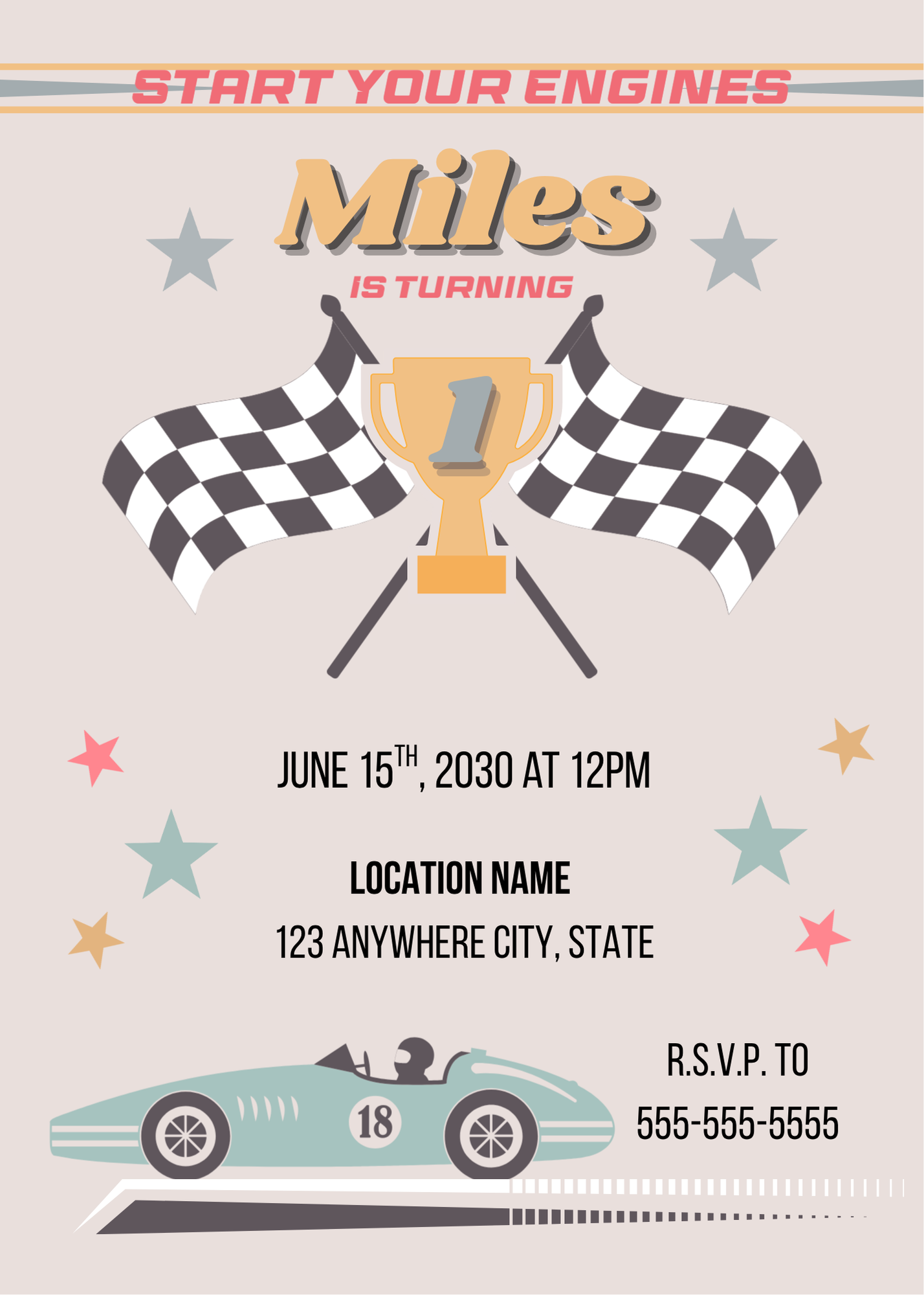 Start Your Engines Party Invitation Digital Download – Busy & Company