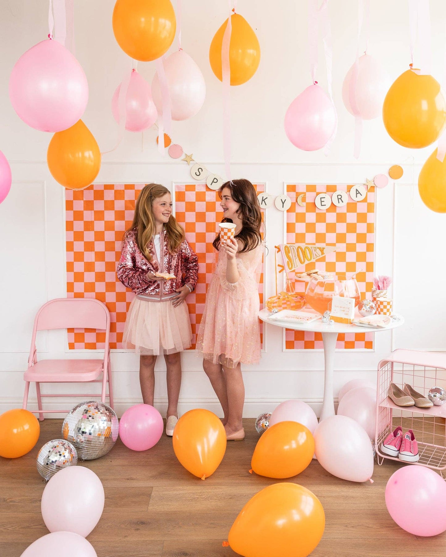 Pink & Orange Checked Party Cup