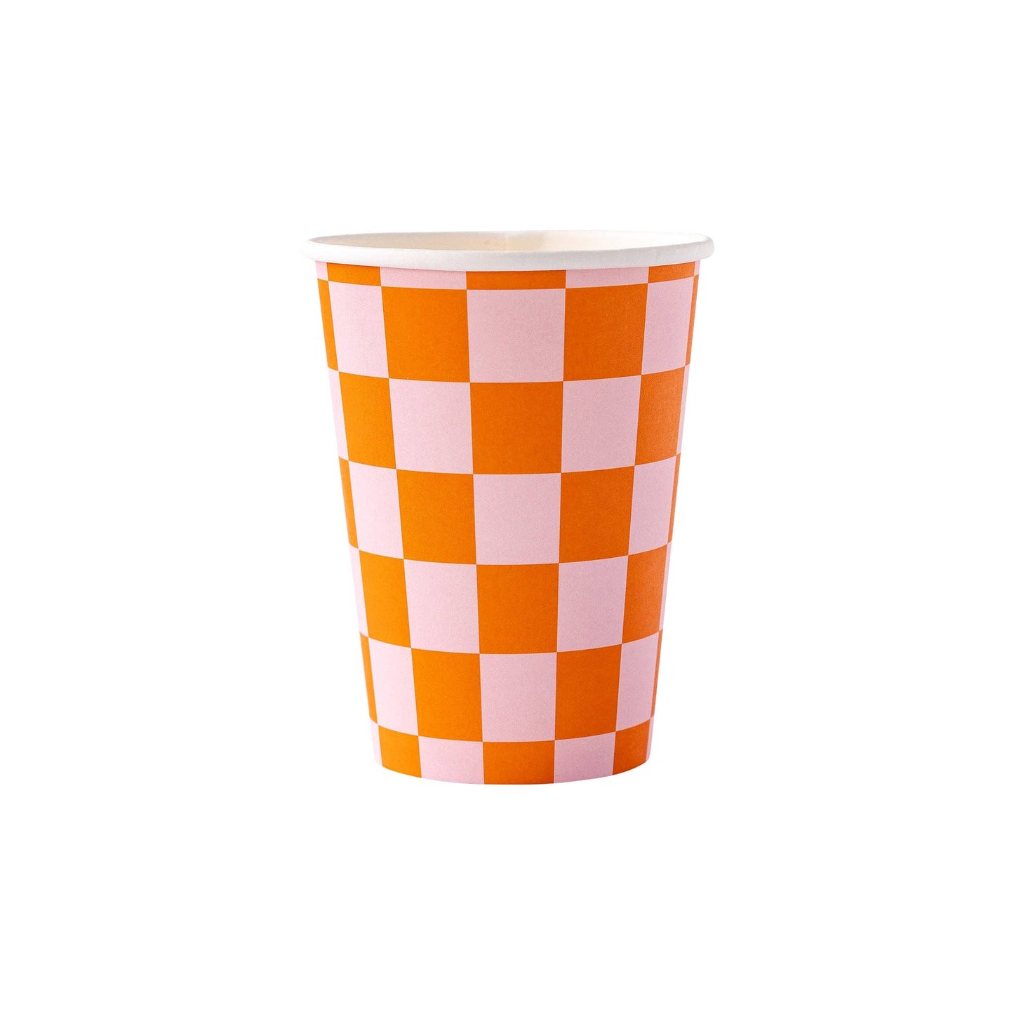 Pink & Orange Checked Party Cup