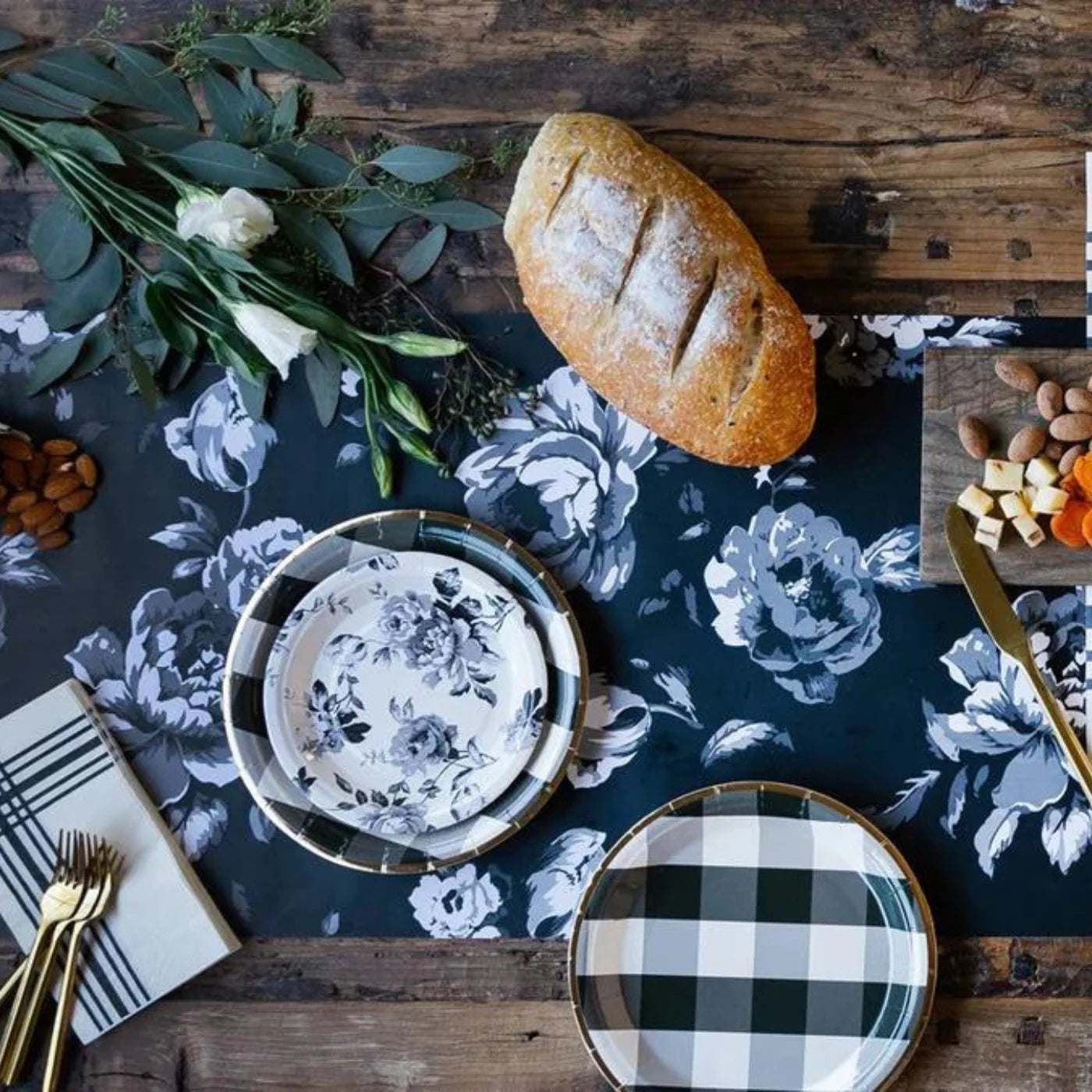 Black Floral Table Runner