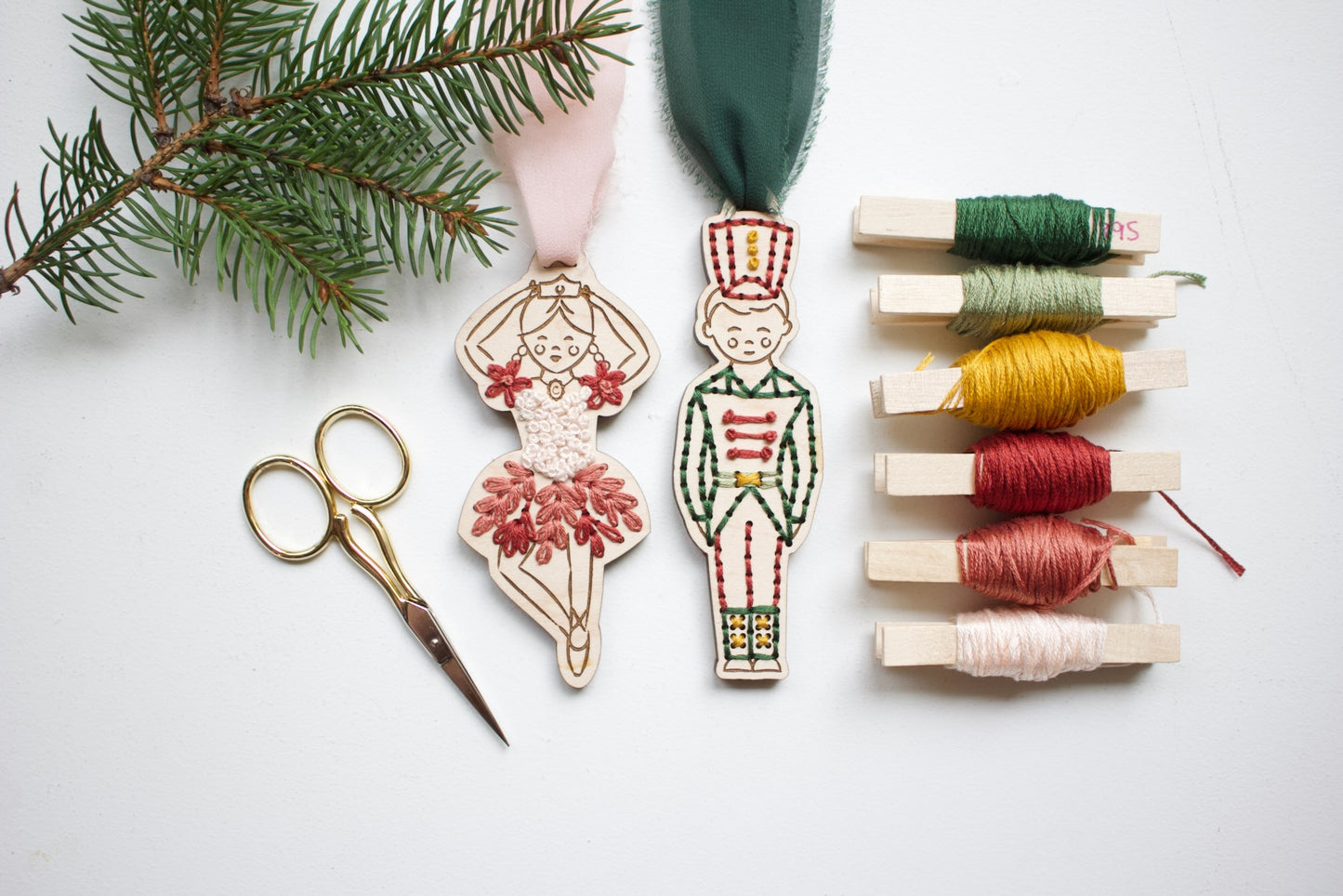 Wood Embroidery Christmas Ornament