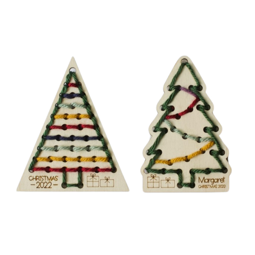 Christmas Tree Ornament Lacing Cards