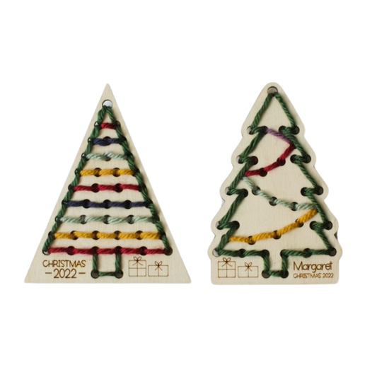 Christmas Tree Ornament Lacing Cards