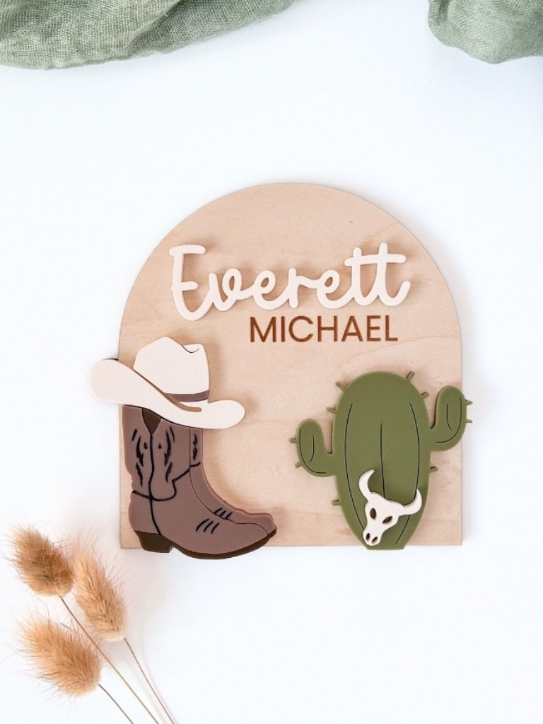 Western Baby Announcement Sign- Cowboy