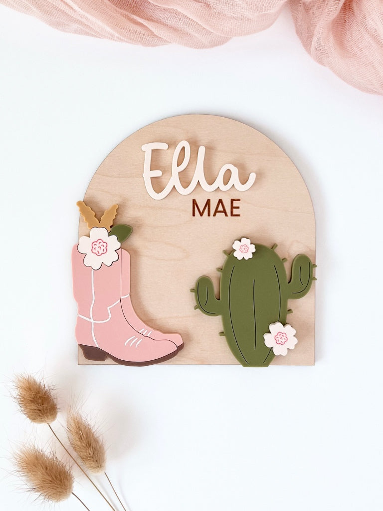 Western Baby Announcement Sign- Cowgirl