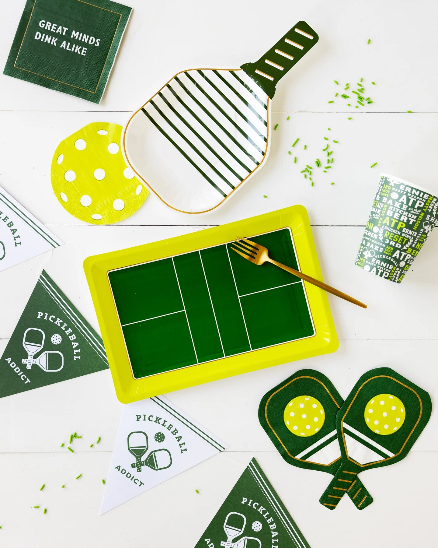 Green Pickleball Paddle Paper Dinner Napkin