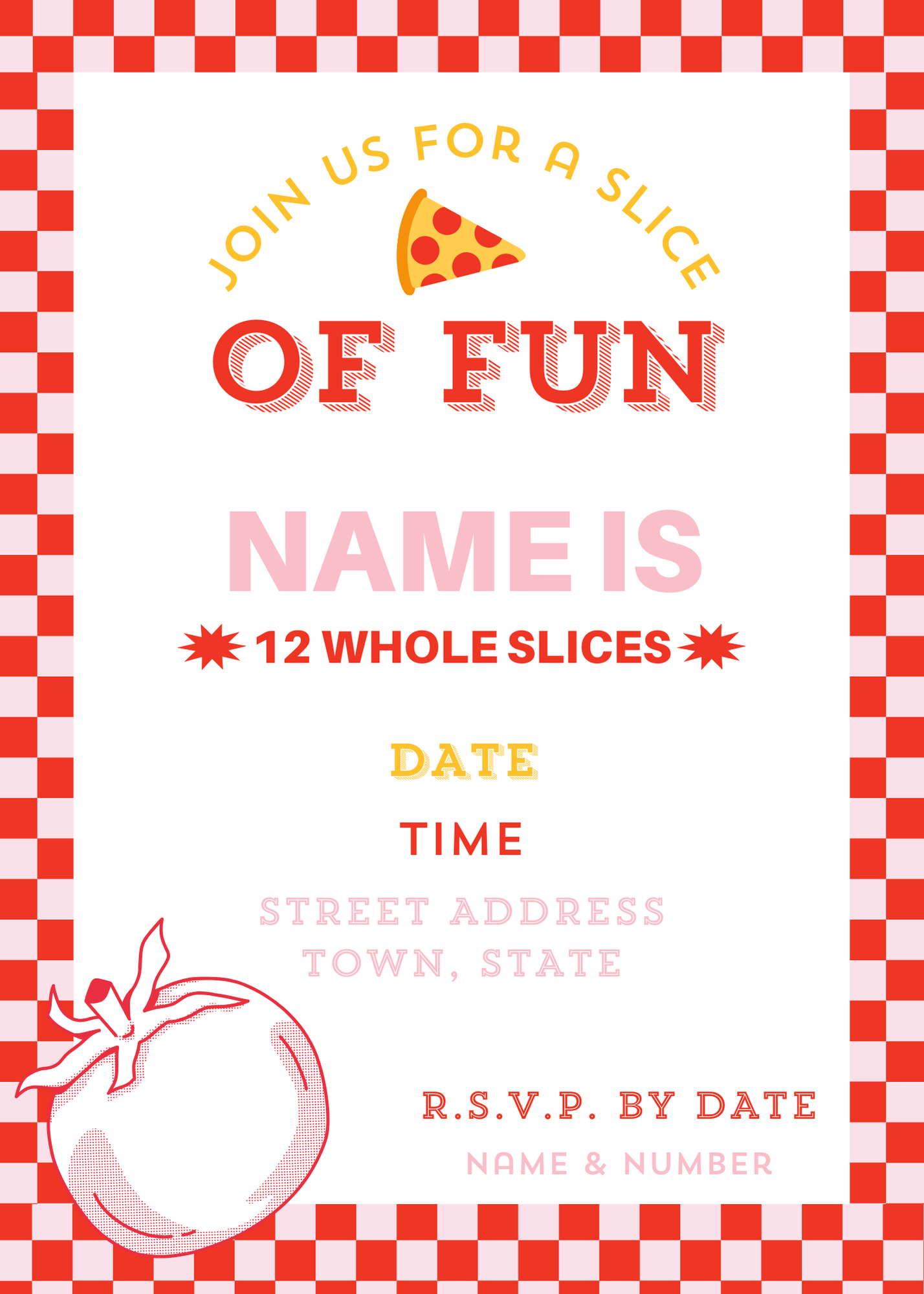 Slice of Fun Pizza Party Invitation Digital Download