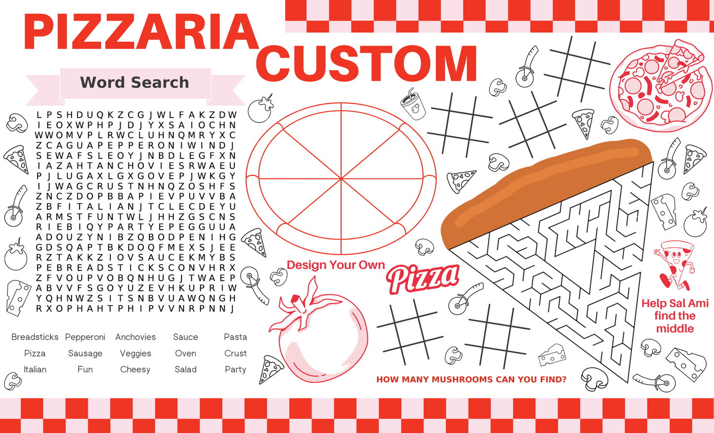 Pizza Party Placemat Customizable Digital Download