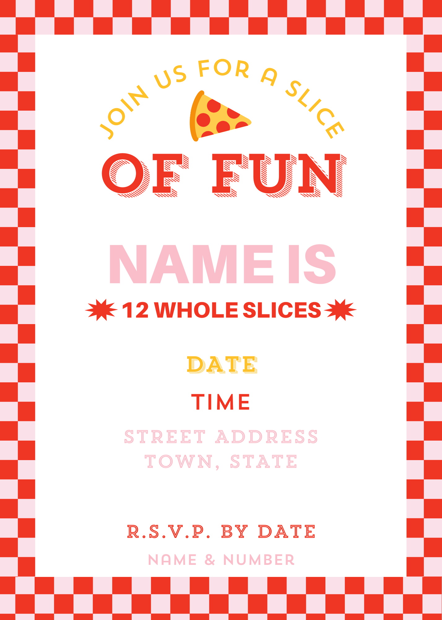 Slice of Fun Pizza Party Invitation Digital Download