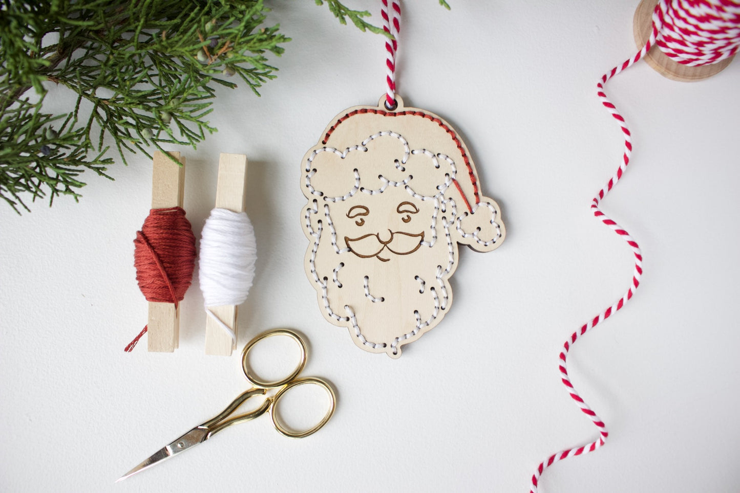 Wood Embroidery Christmas Ornament