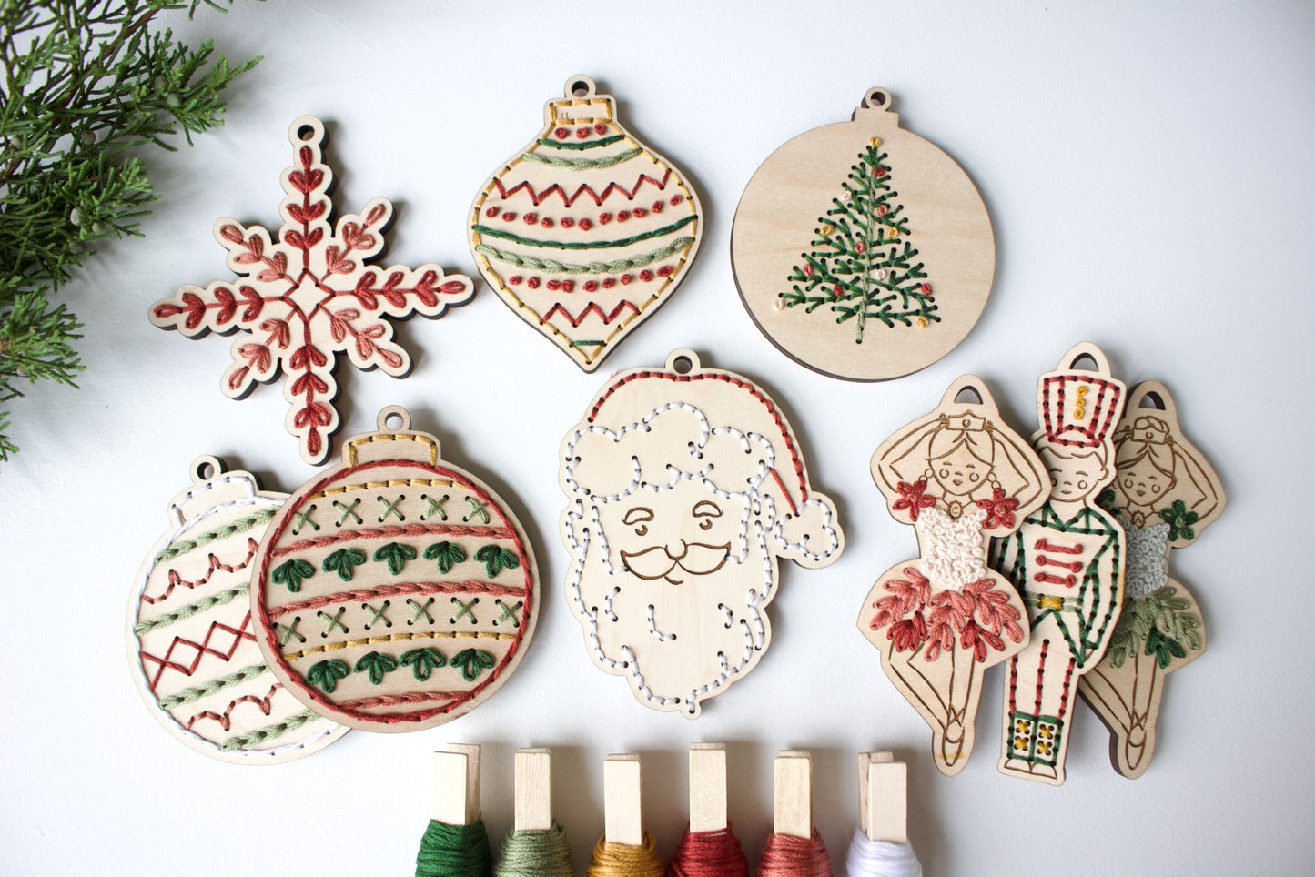 Wood Embroidery Christmas Ornament