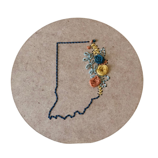 Indiana State Wood Embroidery Plaque