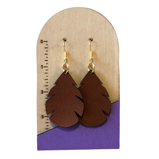 Faux Leather Leaf Earrings