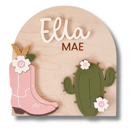 Western Baby Announcement Sign- Cowgirl