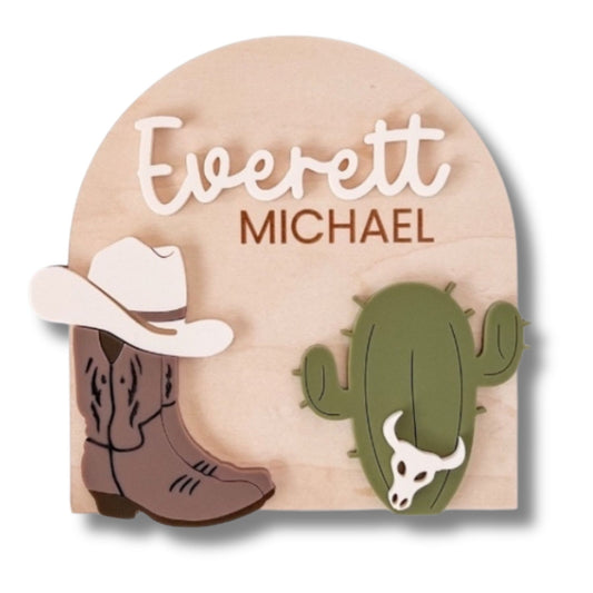 Western Baby Announcement Sign- Cowboy