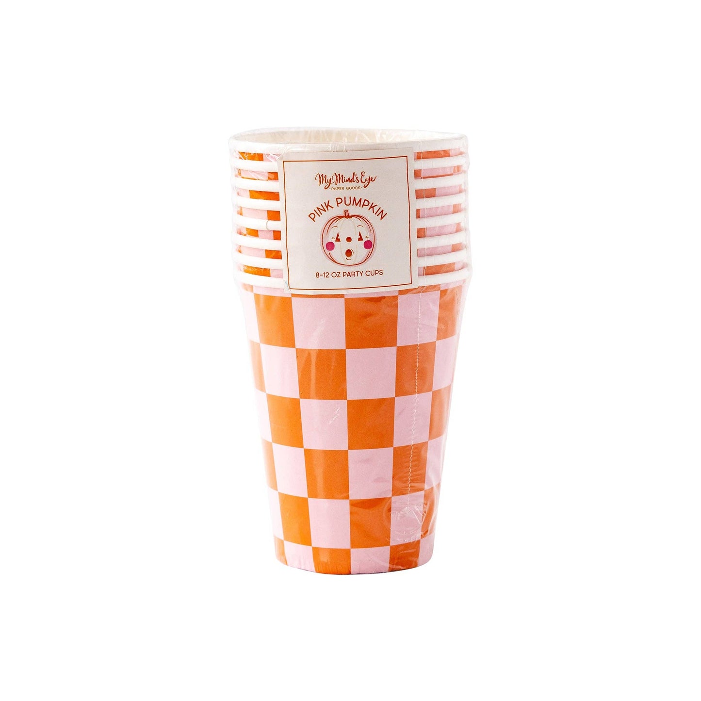 Pink & Orange Checked Party Cup