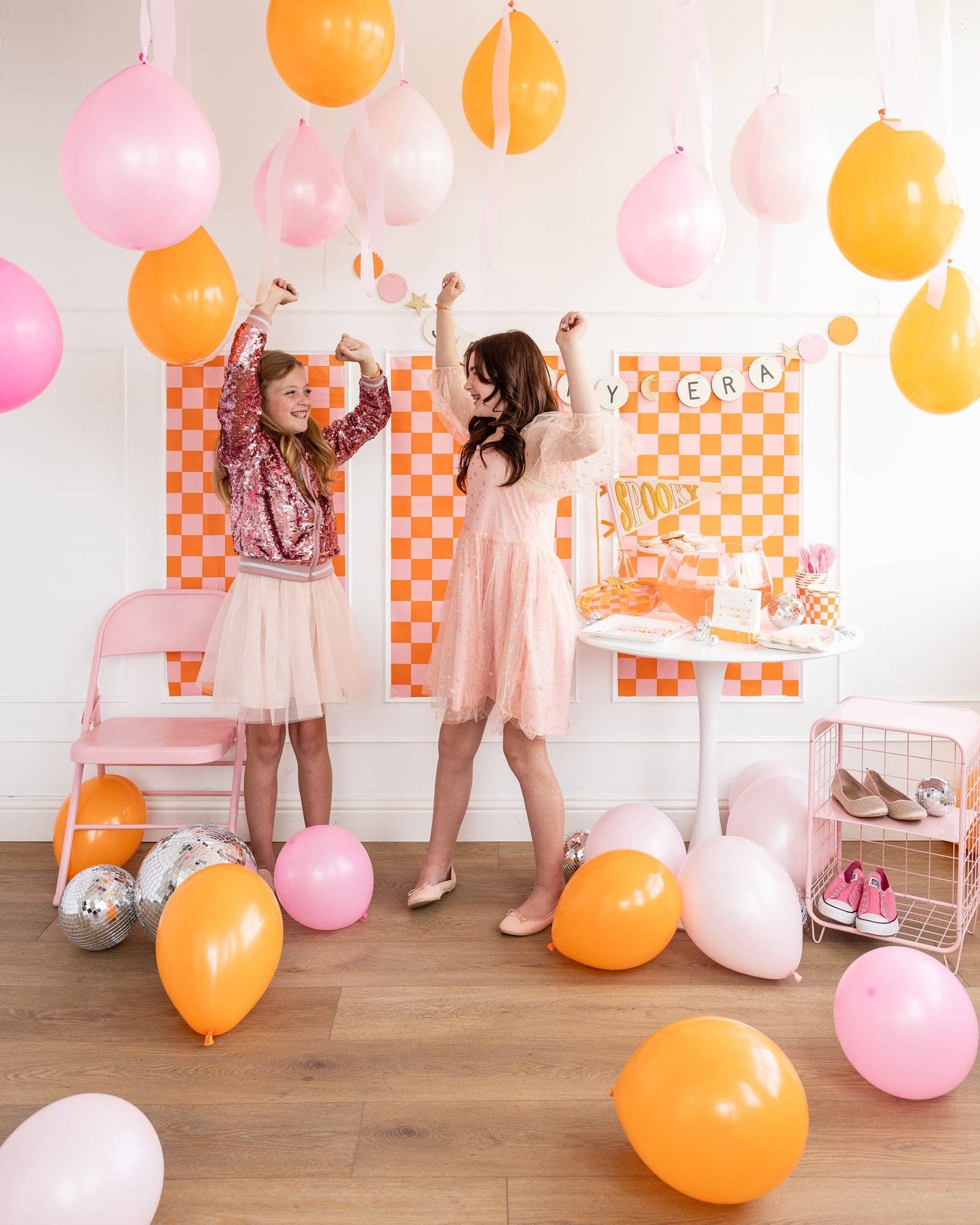 Pink & Orange Checked Table Runner