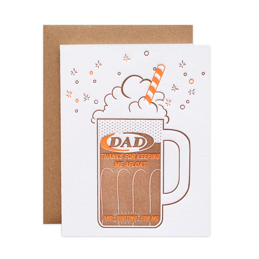 Dad Thanks For Keeping Me Afloat Letterpress Card