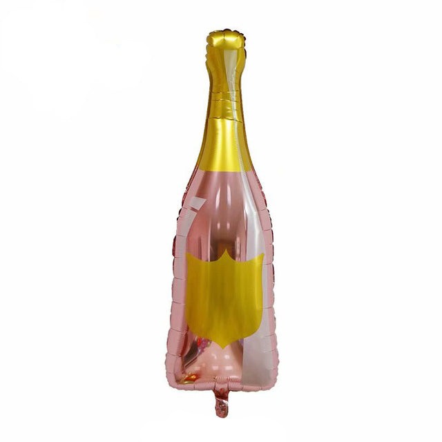 Large Rose Gold Champagne Bottle Mylar Balloon