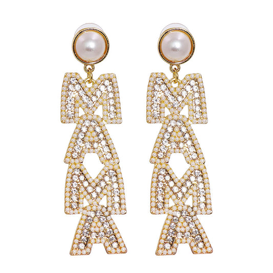 Mama Pearl and Rhinestone Earrings